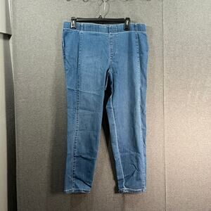 Susan Graver Petite So Slimming Pull On Ankle Jean Medium Wash Petite 14